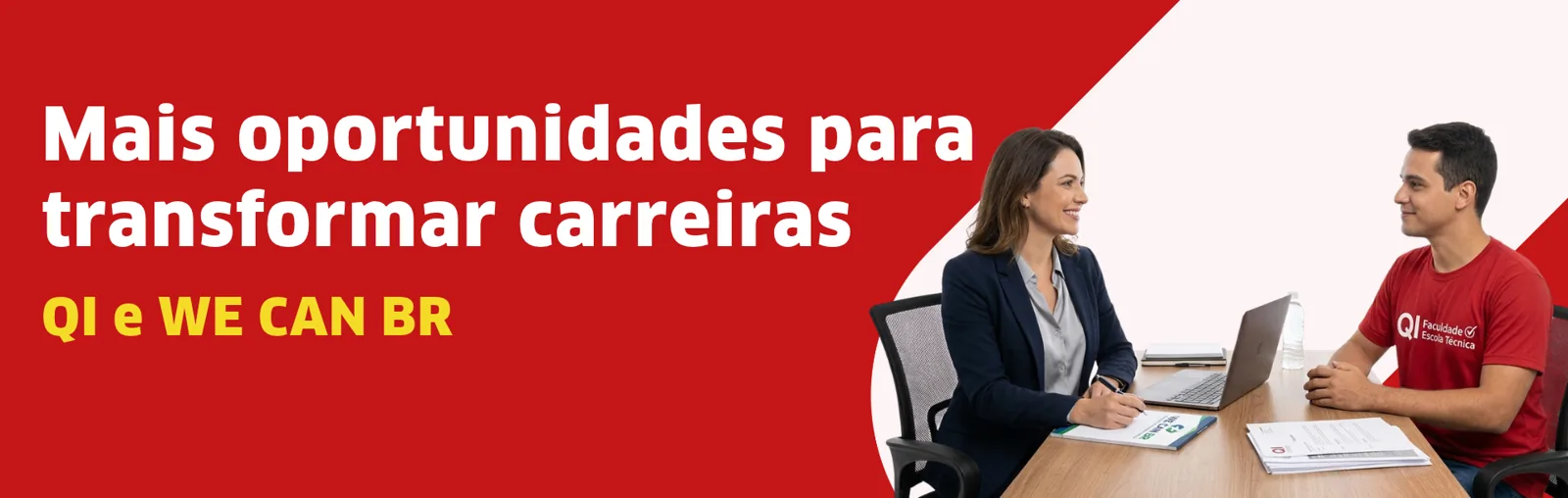 Banner da parceria QI e WE CAN BR: mais oportunidades para transformar carreiras